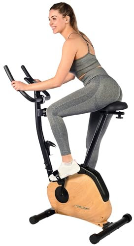 Christopeit Sport Heimtrainer HT 2.2 - Magnet-Bremssystem, verstellbarer Sattel, Pulsmessung, LCD, Holzoptik