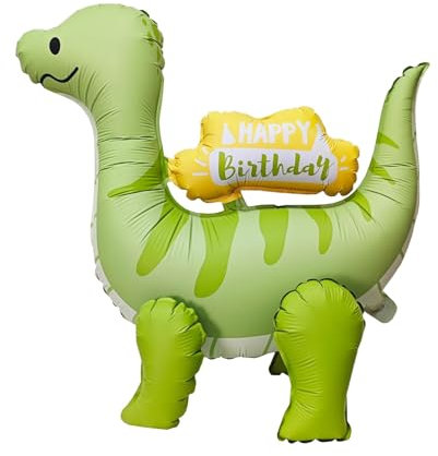 VIKY® Dino Luftballon, XXL 3D Folienballon Dino Stehend, Happy Birthday Dino Ballon, Dino Geburtstag Deko Mädchen Junge, Walking Dinosaurier Luftballons Geburtstag, Dschungel Kindergeburtstag Deko