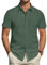 J.VER Men's Short Sleeve Dress Shirt Stain Shield Stretch Plain Shirts Dark Green Regular Fit Business Casual Smart Button Down Shirt XXL