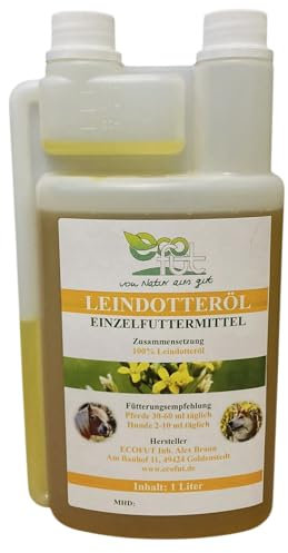 Leindotteröl für Pferde, 100% kaltgepresst, reich an Omega-3 & Vitamin E, natürliche Energiequelle für gesunde Haut & glänzendes Fell