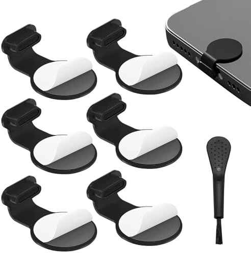 WOLMIK Lot de 6 bouchons anti-poussière USB C avec autocollants anti-perte – Cache de port USB C, bouchon anti-poussière de type C, bouchon anti-poussière en caoutchouc, protection contre la poussière