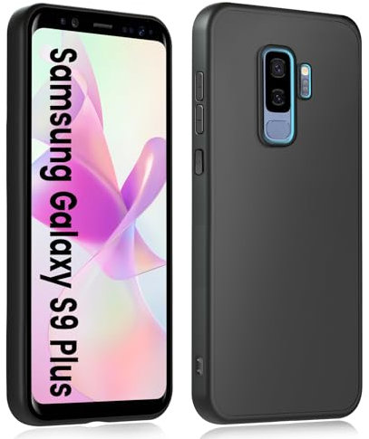 HuwaiH Handyhülle für Samsung Galaxy S9 Plus Hülle, Anti-Rutsch Stoßfest Haltbarkeit Schutzhülle, Anti-Fingerabdruck Unterstützt kabelloses Laden Weich TPU Case, Passgenau für Samsung S9 Plus, Schwarz