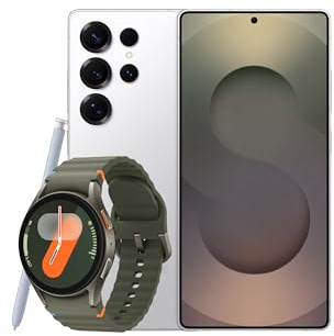 Samsung Galaxy S25 Ultra AI Smartphone, 12GB Memory, 1TB Storage, S Pen Included, Titanium Whitesilver and Galaxy Watch7 Green, 40mm, Bluetooth (UK Version)