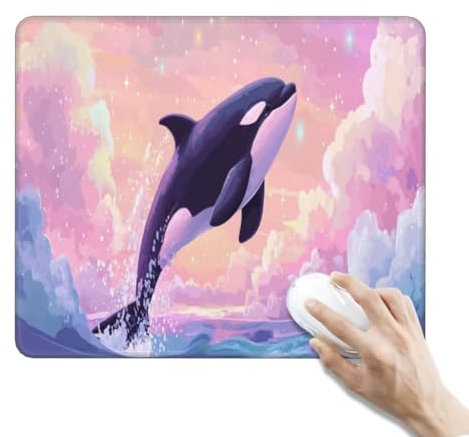 Tappetino Mouse Rosa Tappetino Mouse, Piccolo Tappetino per Mouse Gaming Tappetino Scrivania Mouse Pad Tappetini Mouse Base Antiscivolo per Gaming, Ufficio (290 x 240 x 3 mm, Orca assassina carina)
