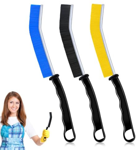 Qcdou Crevice Cleaning Brush, 3 PCS Hard Bristle Cleaner Brush, Grout Brush, Household Cleaning Tools, Multifunctional Groove Gaps Cleaning Brush for Cleaning Kitchen, Bathroom, Window(Colorful)