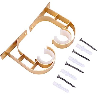 Alipis 2 Pz Supporto per Il Montaggio della Ganci per Tende Supporti per bastoni per Tende Gancio a soffitto per Tende portacanna Supporto per Tende da soffitto Golden