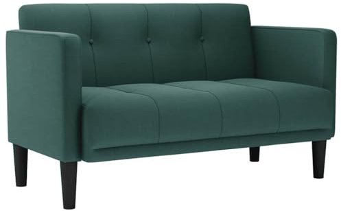 vidaXL Zweisitzer-Sofa Dunkelgrün 111 cm Stoff, Zweiersofa, Sofa, gepolstertes Sofa, 2-Sitzer-Sofa, Couch, Polstersofa, Lounge Sofa, Wohnzimmersofa