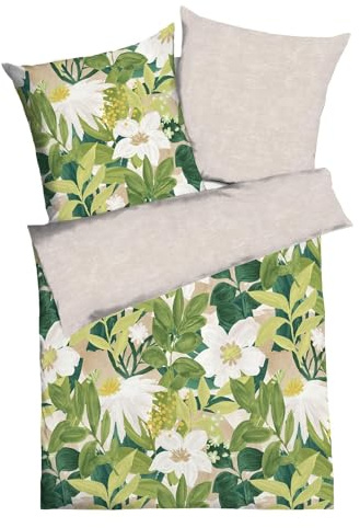 Kaeppel Mako-Satin Bettwäsche Botanik Kiwi 1 Bettbezug 135 x 200 cm + 1 Kissenbezug 80 x 80 cm