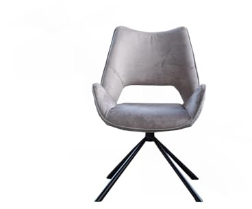 KAWOLA Polsterstuhl Drehbar Esszimmerstuhl mit Armlehne Velo Stoff Grau | Moderne Bequeme Drehstühle Esszimmer