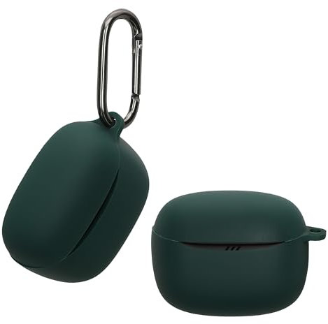 kwmobile Case Compatible with JBL Tune Buds 2 Case - Silicone Cover Holder for Earbuds - Dark Green