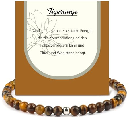 Tirdkid Naturstein Armband Damen mit 6mm Perlen, Verstellbar, Heilsteine Armband, Edelstein Schmuck, Chakra Armband, Talisman