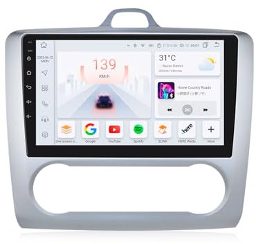 Ossuret 8 Core Radio de Coche para Ford Focus Exi AT 2004-2011, 6+64GB Navegación GPS Pantalla táctil de 9 Pulgadas con Carplay 4G LTE Tiempo Bluetooth SWC DSP RDS