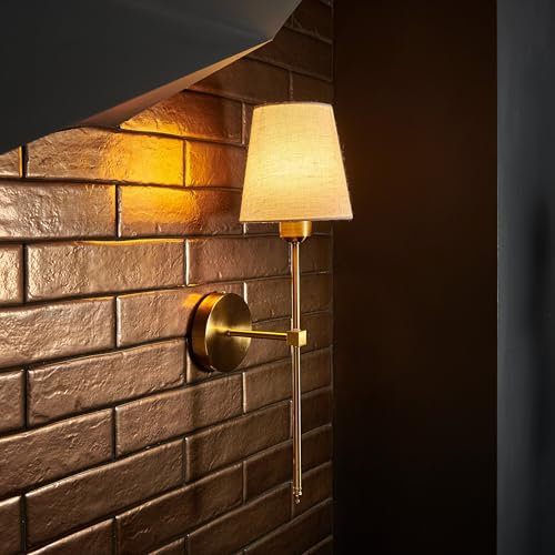 Auraglow Rechargeable Wireless LED Wall Light with Remote – Battery-Powered, Dimmable, Colour-Changing for Bedrooms & Living Rooms (Brass, Bundle: 2 Lamps, 2 Light Sources, 1 Remote)