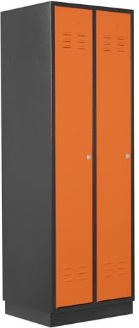 ADB Umkleideschrank/Spind 2-türig, RAL 7016/2008, Anthrazit/Orange, 178x60x50cm