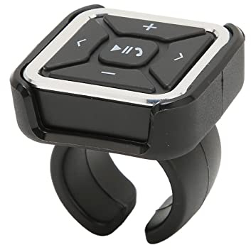 Bluetooth Media Fernbedienung - Drahtloser Wasserfestes Musikcontroller mit Volumensteuerung für Auto, Motorrad, Fahrradlenkrad - Kompatibel mit & Android (schwarz)