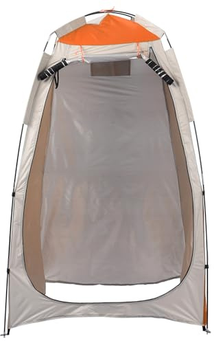 Camping-Duschzelt mit Reißverschluss in Fenster, UV-Schutz, Wasserbeständig, Einfach Eingerichtet, Tragbarer Strandtoilettenumkleidezimmer, Ideal für Camping, Strand, Picknick (Orange & Gray)