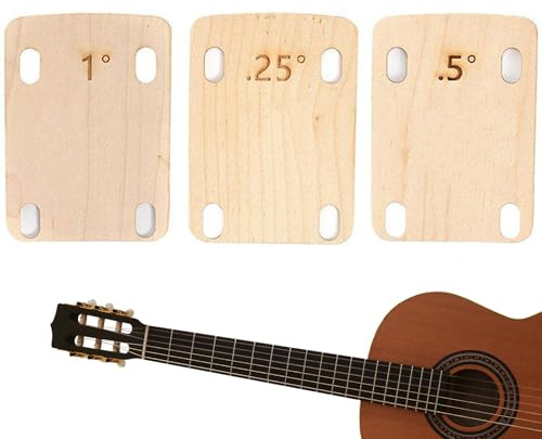 3Pcs Guitar Neck Shims with Slope Maple Wood Electric Guitar Neck Plate Protection 0.25, 0.5 and 1 Degree Guitar Neck for Guitar Bass Repairment