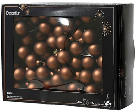 Kaemingk Weihnachtskugeln am Draht Glas 2,5cm x 144 Stück Spiegelbeeren Matt - kleine Dekokugeln - Christbaumschmuck & Weihnachtsdeko - Espressobraun
