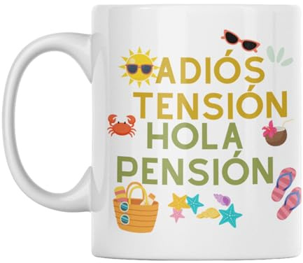 MASAT LA CASA DE LAS TAZAS® Divertidos Regalos de Jubilación Mujeres y Hombres. Taza para Abuela, Abuelo - Tazas Jubilación Compañeros de Trabajo, Ideas Originales para Regalar (Tension)