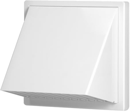 MIRATIC Grille Ventilation Extérieure Murale avec Clapet Anti-Retour Sortie VMC avec Capuchon Anti-Pluie Grille Aeration Carrée en ABS (blanc, 125 mm)