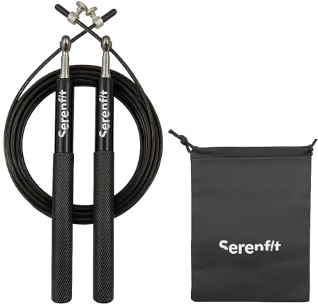 Comba para Saltar Ajustable Cross Training – Cuerda de Saltar/Cuerda para Saltar Cross Training para Fitness y Boxeo – Comba de saltar Boxeo para Entrenamiento HIIT, Cardio y Agilidad (Negro)