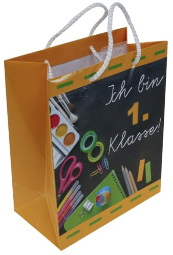 Geschenktasche Schulanfang mit Schreibmotiven Einschulung