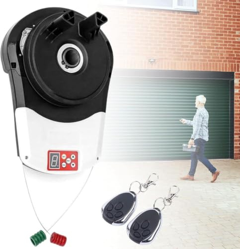 800N Force Automatischer Roll-Up-Garagentoröffner,Elektrisches Garagen-Rolltor – Integrierter Motor, Rolltoröffner mit 2 Fernbedienungen für Garagen, landw. Betriebe & Boutiquen