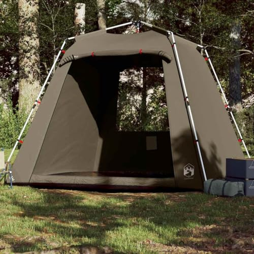 Angelzelt für 4 Personen, Olivgrün, wasserdicht mit PU-Beschichtung, Schnellverschluss-System, Tür mit Reißverschluss und E-Port, 260 x 260 x 211 cm, leicht und tragbar mit Tasche