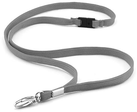 CKB LTD Premium Lanyards Umhängeband mit Breakaway und Drehgelenk Metall Clip für Ausweishalter Lanyard Einfarbig Grau Packung mit 50