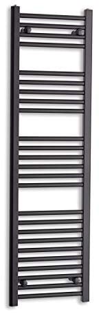 450mm Wide Black Heated Towel Rail Radiator Flat Ladder for Stylish Bathroom (450 x 1400 mm)