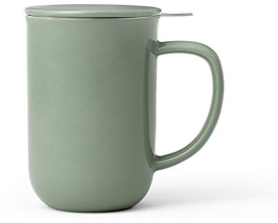 VIVA scandinavia Minima Balance - Taza de porcelana con colador de té y tapa, 500 ml, color verde, 0,5 l