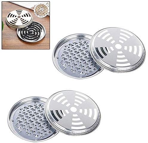 Haodene Support De Bobine De Moustique - 2 Pièces Brûleur De Bobine D'encens en Acier Inoxydable, Support De Bobine Anti-Moustique en Bois De Santal Mosquito 15.5 X 15.5 X 1.2cm