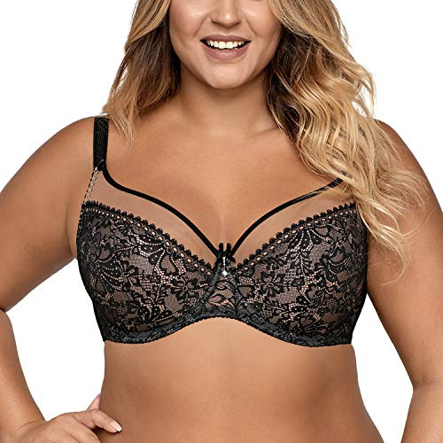 AVA 1396 Soft BH Damen Unterwäsche Gemustert Seitenstäbchen Regulierbar Setteil, Schwarz,95H