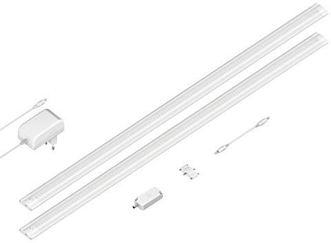 ledscom.de LED Unterbau-Leuchte SIRIS weiß matt, mit Touch-Dimmer flach, je 90cm, je 963lm, warm-weiß 2er Set