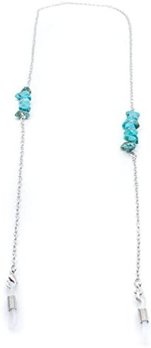 GERNEO® - DAS ORIGINAL - Premium Brillenband & Brillenkette (Silber/Blau)