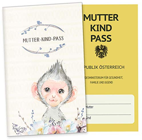 OLGS Mutter-Kind-Passhülle Österreich Wildnis | Baby Schwanger Geschenkidee Mukipasshülle | Schutzhülle Muki-Pass (Hochwertige Hülle für den österreichischen MuKi-Pass ohne Personalisierung, Affe)