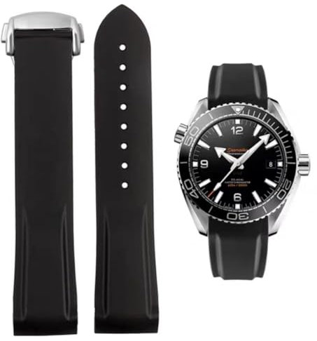 FOUUA Uhrenarmband für Omega Silikon Gummi Uhrenarmbänder 20mm 22mm Sanft Wasserdicht Sport Ersatz Faltschließe Armbänder Original Uhrenarmband Omega Seamaster SpeedMaster De Ville