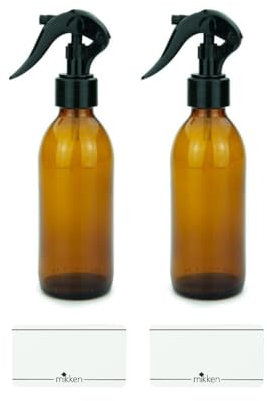 mikken 2 botellas de spray de 200 ml de cristal marrón con etiquetas