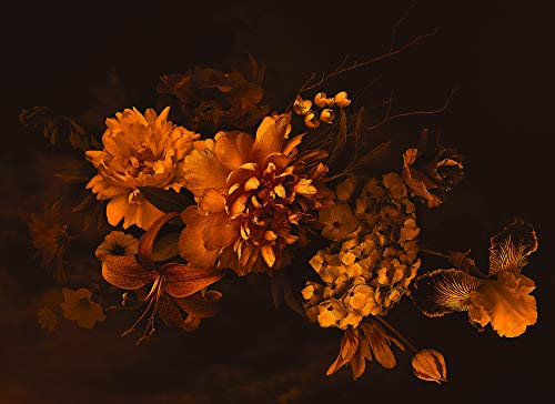 Livingwalls Fototapete Designwalls Vliestapete Blossom Variety Tapete mit Blumen in Braun, Gold, Schwarz 350 x 255 cm XXL Wandtapete Wandbild 118516