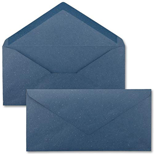 75x Kraftpapier-Umschläge DIN Lang - Blau - Nassklebung 11 x 22 cm - Brief-Umschläge aus Recycling-Papier - Vintage Kuverts von NEUSER PAPIER