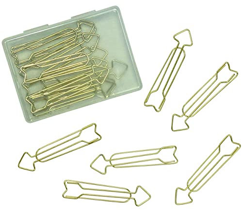 Papierdrachen 15 goldene Metall Büroklammern für Bullet Journals und Notizbücher - süße Papier Clips für Home Office und Uni - Motiv Pfeil - Set 3