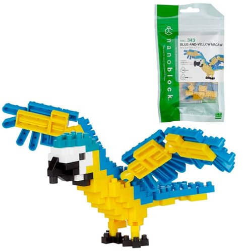 nanoblock - NBC-343 - Blue and Yellow Macaw, Multicolored