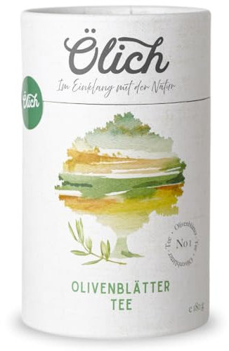 Ölich Premium Olivenblättertee I Olivenblatt Tee ohne Koffein, reich an Antioxidantien I Olivenblätter aus eigenen Hainen, mildes Aroma, 180g