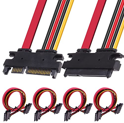 Xiatiaosann - Paquete de 4 cables de extensión SATA de alimentación y datos SATA de 22 pines (7 + 15), cable de disco duro Sata macho a hembra de 22 pines (7 + 15) para HDD SDD