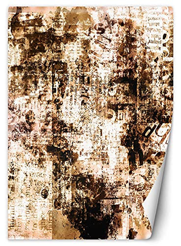 Feeby Fototapete XXL Grunge Inschriften 200x280 cm Beige Vliestapete Moderne Design Wandtapete Küche Flur Wohnzimmer Büro Badezimmer Kinderzimmer Textur Alte Zeitungen