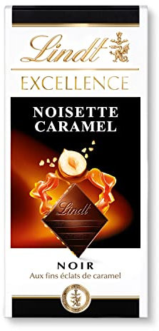 Lindt Tablette Noir Noisettes Caramel Excellence, Chocolat Noir, 100g
