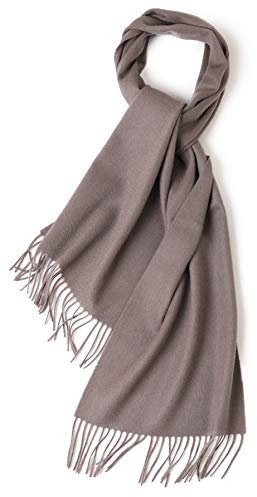 Prettystern langer und weicher Wollschal einfarbig mit Fransen für Herbst Winter Herren und Damen Taupe Braun