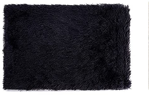AORUI Flauschige Haustierdecke, Kunstfell, weiches Fleece, Hundedecken, 80 x 55 cm, waschbar, Welpen-Überwurf, selbstwärmend, Steppdecke, Schlafmatte für große Hunde, Katzen, Haustiere, Schwarz