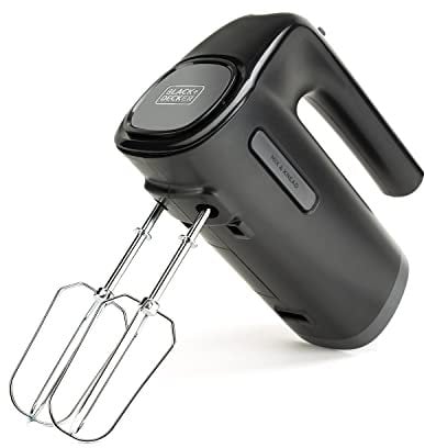 BLACK+DECKER BXMX300E - Batteur électrique 300W, sans BPA, 5 vitesses, TURBO, accessoires détachables, nettoyage facile, couleur noire.