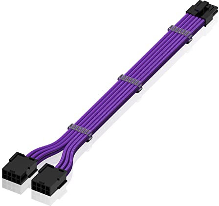 EZDIY-FAB PSU Verlängerungskabel 12-polig auf Dual 8P, Verlängerungskabel mit PCIe-Muffe, 16 AWG für RTX 3060ti 3070 3080 3080ti 3090 – Violett [300 mm]